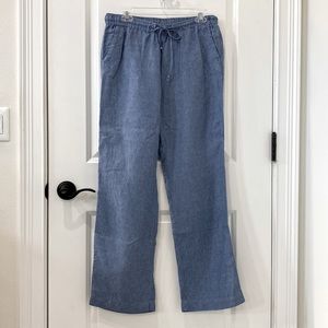 100% Charter Club linen straight leg pants, drawstring tie waist. Like new!